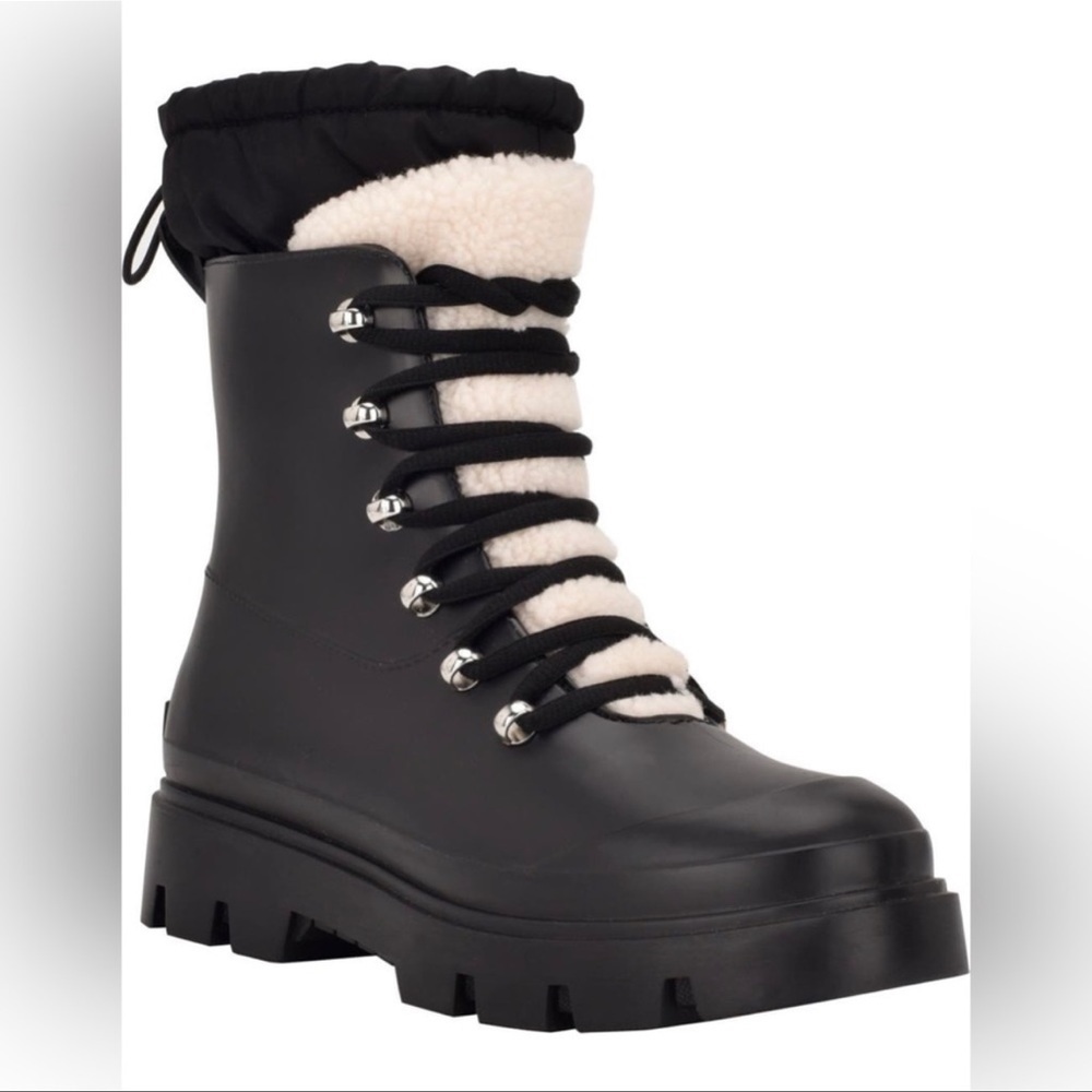 Marc Fisher ML Freely waterproof black boot bootie shoe size 8 shearling